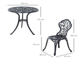 3 Pcs Aluminium Bistro Set Garden Furniture Dining Table Chairs Antique Outdoor Seat Patio Seater T3398P322076