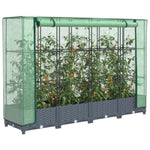 ZNTS Raised Bed with Greenhouse Cover Rattan Look 160x40x123 cm 4015826