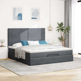 Ottoman Bed with Mattresses Dark Grey 160x200cm Velvet 3313410