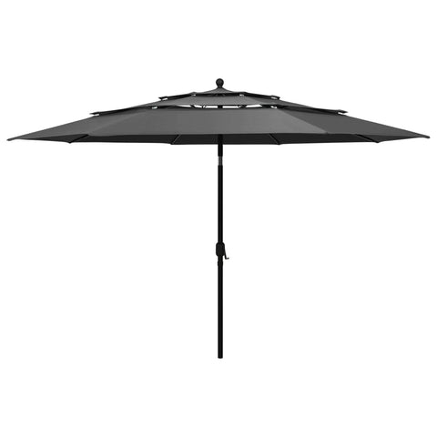 3-Tier Garden Parasol with Aluminium Pole Anthracite 3.5 m 313878