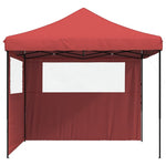 ZNTS Foldable Party Tent Pop-Up with 2 Sidewalls Burgundy 4004924