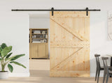 Sliding Door NARVIK 100 x 210 cm Natural and Black 3445214