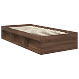 Bed Frame with Headboard Brown Oak 90 x 200 cm Solid Pine Wood 3410651