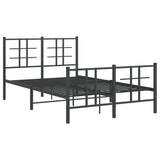 Bed Frame Black Powder-Coated Steel Double Bed Frame 355577
