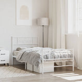 Metal Bed Frame without Mattress with Footboard White 90x200cm 355327