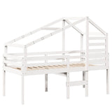 ZNTS High Sleeper Bed without Mattress White 90x200 cm Solid Wood Pine 3281978