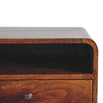 Large Chestnut Curve Upper Slot Floating Bedside IN3899