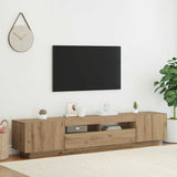 TV Cabinet with LED Lights Artisan Oak 200x35x40 cm Engineered Wood 3329166
