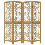 Room Divider 4 Panels Brown Solid Wood Paulownia 358865
