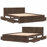 Bed Frame with Headboard without Mattress Brown Oak 160x200 cm 3295554