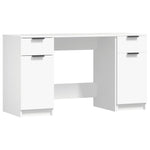 ZNTS Desk with Side Cabinet White Engineered Wood 3115908