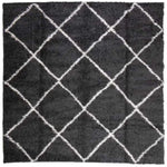 ZNTS Shaggy Rug PAMPLONA High Pile Modern Black and Cream 160x160 cm 375412