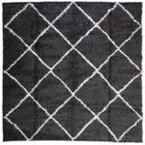 ZNTS Shaggy Rug PAMPLONA High Pile Modern Black and Cream 160x160 cm 375412