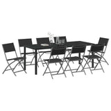Garden Dining Set Folding 9 pcs Black Powder-Coated Steel 3379379