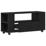TV Cabinet with Wheels Black Oak 102x34.5x43 cm Engineered Wood 862479
