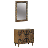 Bathroom Furniture Set with Door 2 pcs Brown Solid Mango Wood 3310108
