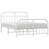 Metal Bed Frame without Mattress with Footboard White 135x190cm 353701