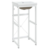Bathroom Washbasin Frame with Built-in Basin White Iron 3101385