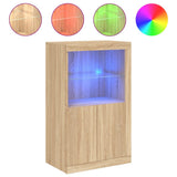 Side Cabinet with LED Lights Sonoma Oak Engineered Wood 836625