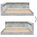 Bookcase Bed Concrete grey 180 x 200 cm Engineered wood 3335746