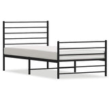 Metal Bed Frame without Mattress with Footboard Black 75x190cm 352327