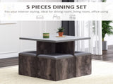 5PC Dining Set Garden Patio Wooden Set 4 Storage Stools Footrest Ottoman with Cushions 1 Table T3398P378096