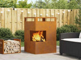 Fire Pit Brown 50 x 50 x 100 cm Weathering Steel 858933