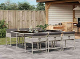 7 Piece Garden Dining Set with Cushions Light Grey Poly Rattan 3211271