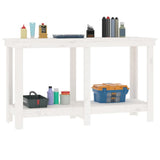 Work Bench White 140x50x80 cm Solid Wood Pine 822507