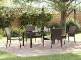 Garden Dining Set 5 pcs Brown Powder-Coated Steel 3379396