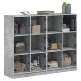Bookcase with Doors Concrete Grey 136x37x109 cm Engineered Wood 3206513