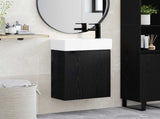 Bathroom Vanity Unit with Tap Black Oak 45.5 x 22.5 x 84 cm 889434