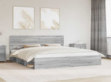 Bed Frame Grey Sonoma 200 x 200 cm Solid Pine Wood 3411380