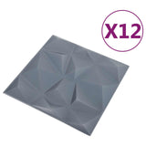 Wall Panels 12 pcs Diamond Grey 50 x 50 cm XPS Foam 42046030