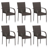 Stackable Outdoor Chairs 6 pcs Poly Rattan Brown 310086