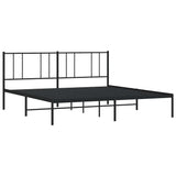 Metal Bed Frame without Mattress with Headboard Black 193x203cm 352486