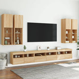 7 Piece TV Wall Cabinet Set with LED Lights Sonoma Oak 3216780