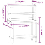 Kitchen Work Table with Overshelf 110x55x150 cm Stainless Steel 3208904