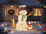 4FT White 2.5D Snowman Christmas Light Decoration with Penguin & Reindeer, 122 Warm White Lights, 31890670