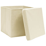 Storage Boxes with Covers 10 pcs 28x28x28 cm Cream 325218