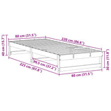 Bed Frame White 80 x 220 cm Solid Pine Wood 873167