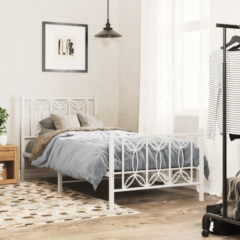 Metal Bed Frame without Mattress with Footboard White 80x200cm 376186