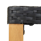 Garden Bench Black Poly Rattan and Solid Acacia Wood Medium 46488