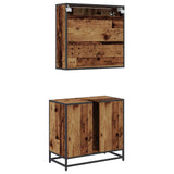 Bathroom Furniture Set with Door 2 pcs Old Wood Engineered Wood 3402345