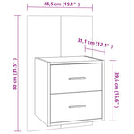 ZNTS Wall-mounted Bedside Cabinet Black 810991