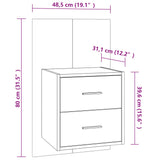 ZNTS Wall-mounted Bedside Cabinet Black 810991