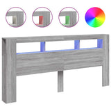 LED Headboard Grey Sonoma 220x18.5x103.5 cm Engineered Wood 837377