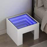 Bedside Table with Infinity LED White 40x40x30 cm 3284070