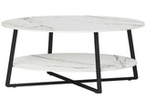 Two-Tier Marble-Effect Coffee Table - White/Black T3398P342304