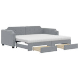 Daybed with Trundle and Drawers Light Grey 90x190 cm Fabric 3197711